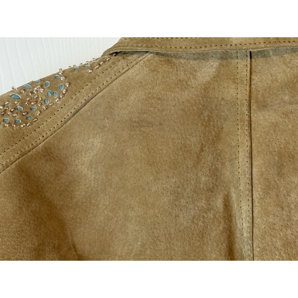 Brandon Thomas 100% Suede Leather Jacket Tan Women's Sz S Boho Western Rodeo - Picture 15 of 16